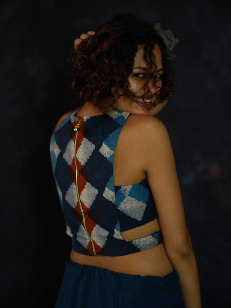 Blue Red Grey checkered (Blouse)