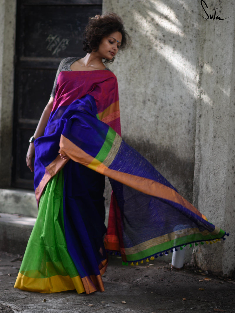 Colour meet: Blue, pink, green and yellow