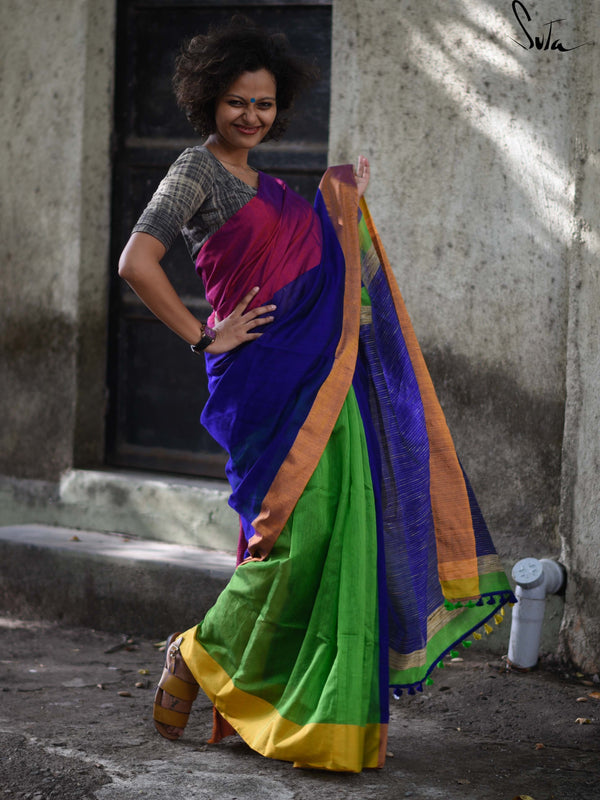 Colour meet: Blue, pink, green and yellow