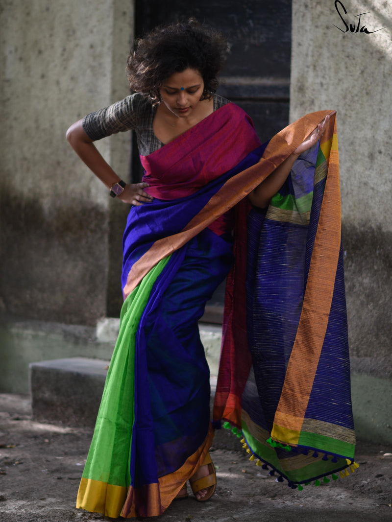 Colour meet: Blue, pink, green and yellow