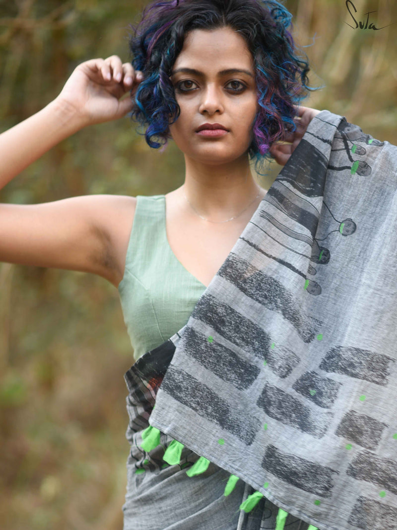 Green flower V and V (Blouse)