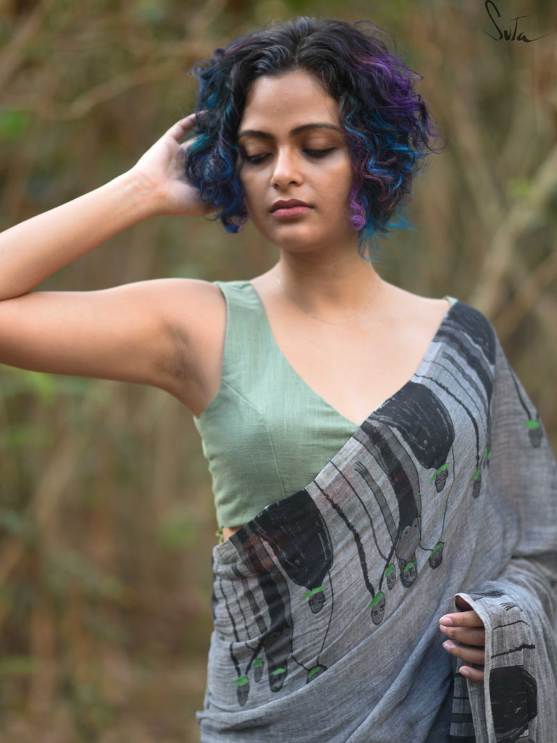 Green flower V and V (Blouse)