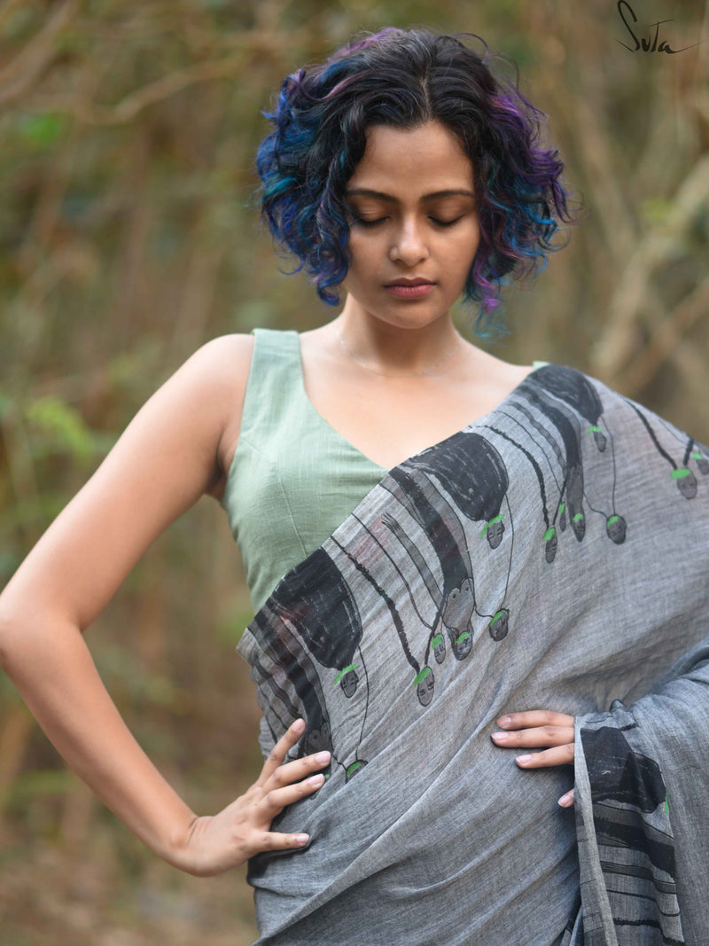 Green flower V and V (Blouse)