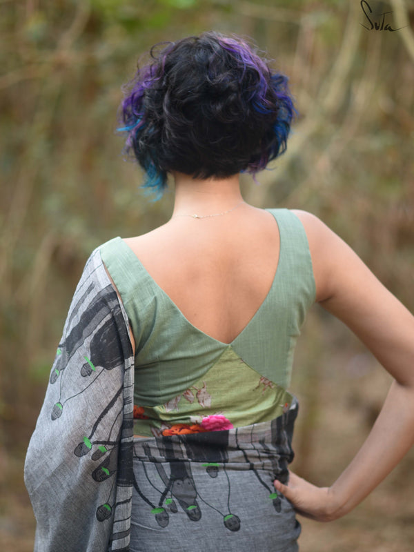 Green flower V and V (Blouse)