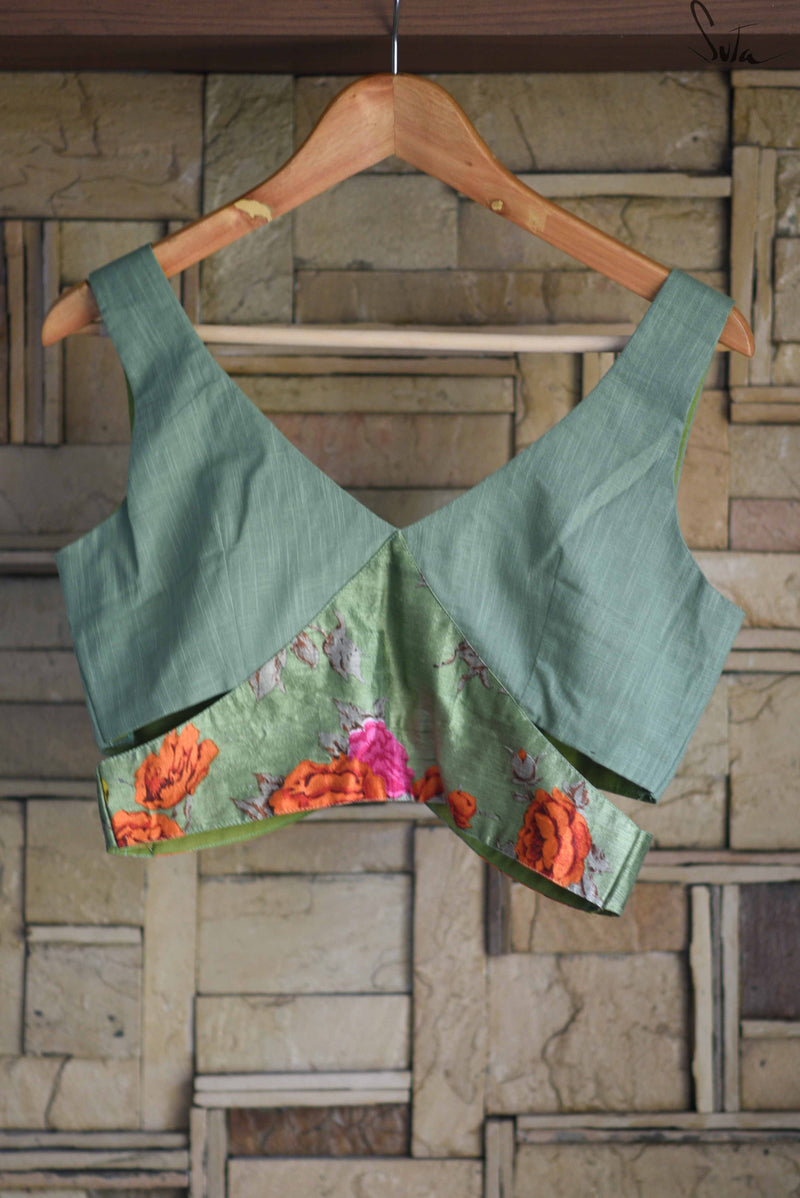 Green flower V and V (Blouse)