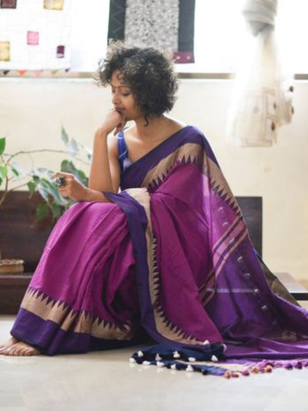 Handloom: Pink purple blue and gold