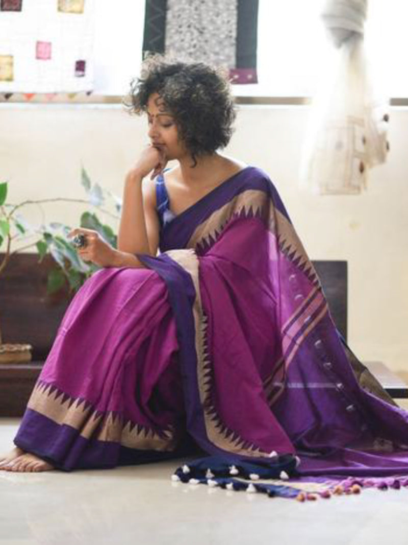 Handloom: Pink purple blue and gold