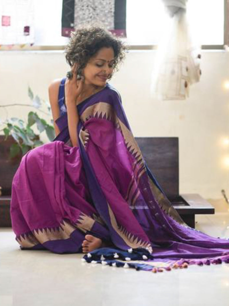 Handloom: Pink purple blue and gold