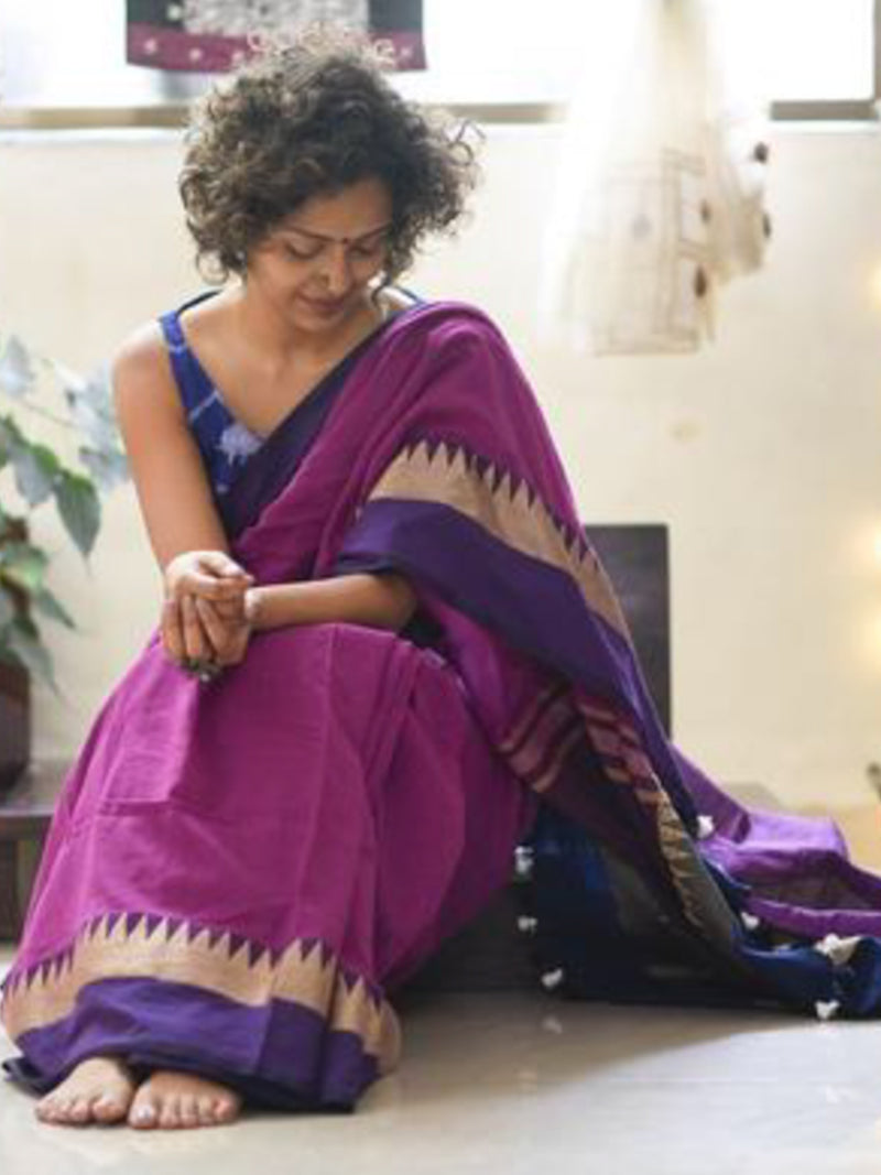 Handloom: Pink purple blue and gold