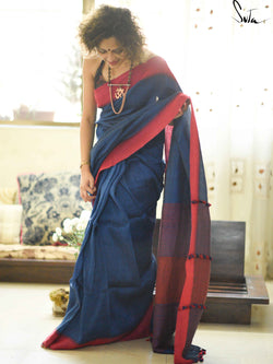Linen- Denims and reds with four trails of bundle of joys