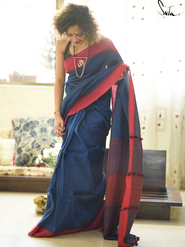 Linen- Denims and reds with four trails of bundle of joys