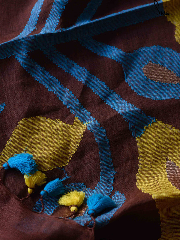 Linen: Earth and magical yellow blue creepers
