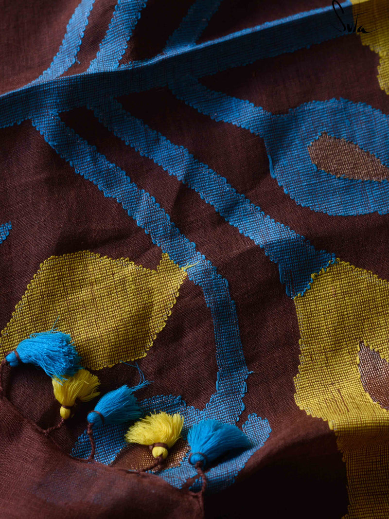 Linen: Earth and magical yellow blue creepers