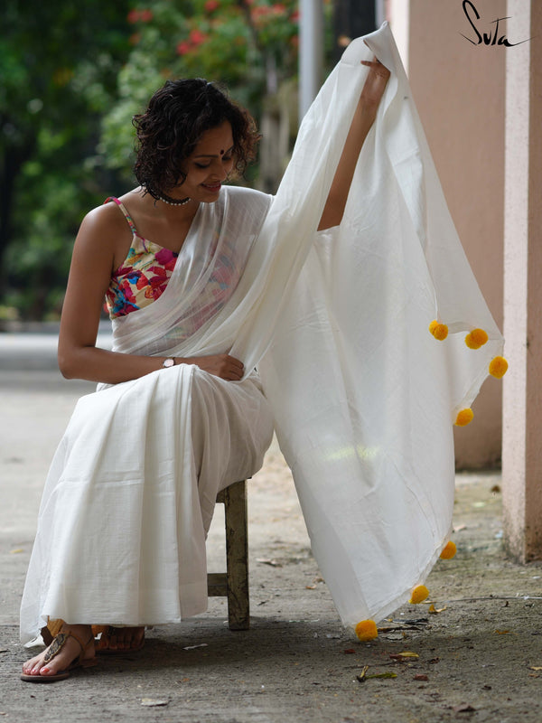 White Cotton And Silk Threads With Yellow Tassels
