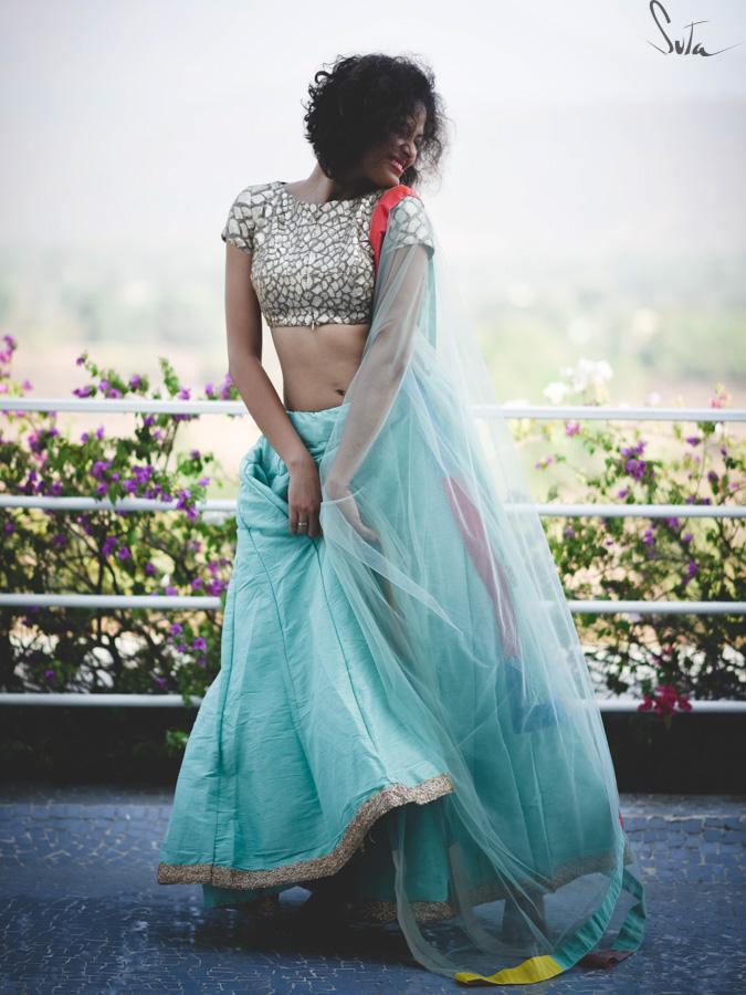 Tenacious Teal Raw Silk Skirt