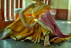 Mustard and pink cotton silk