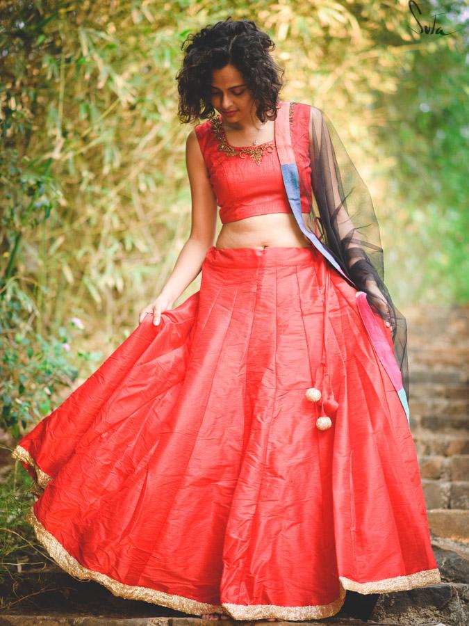 Ravishing Red Raw silk skirt