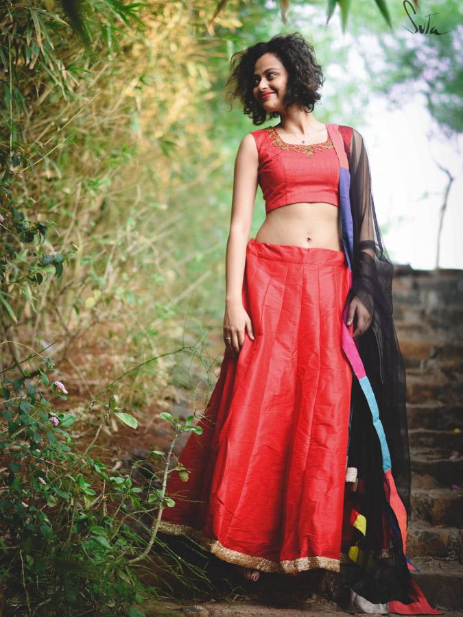 Ravishing Red Raw silk skirt