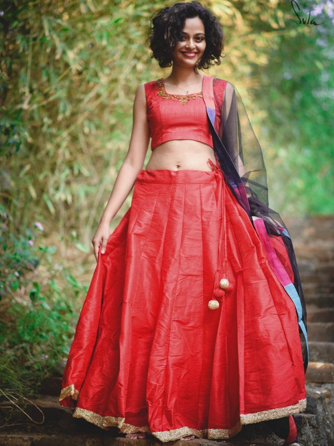 Ravishing Red Raw silk skirt